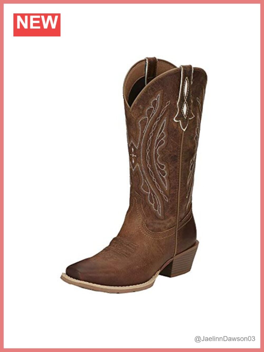 Women's Mid-Calf Cowgirl Western Boots Leather Square Toe